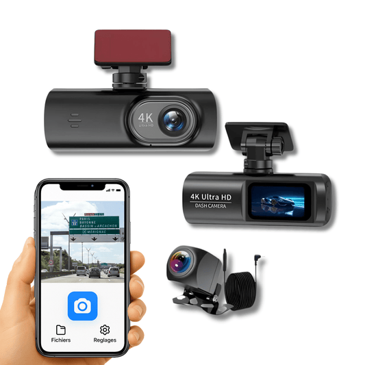 AutoVue Pro – dashcam voiture 4K Ultra HD avec caméra arrière, connectivité mobile via application et enregistrement en haute résolution