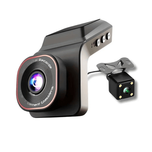 SécuriVue – dashcam double caméra avec objectif grand angle à l’avant et caméra arrière avec vision nocturne, design discret monté en hauteur – Routeguard