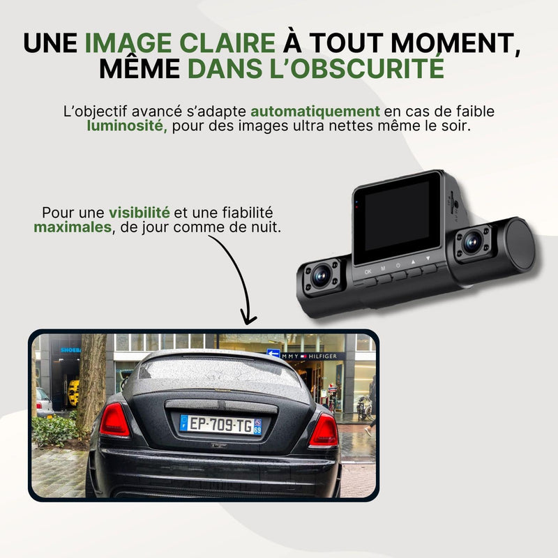 Vision360 Ultra – dashcam voiture avec vision claire en faible luminosité, capture nette des plaques, fiabilité jour et nuit même dans l’obscurité