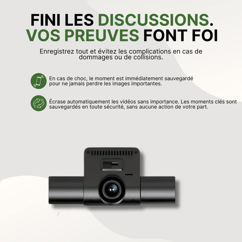 Vision360 Ultra – caméra embarquée avec enregistrement automatique en cas de choc, sauvegarde sécurisée des preuves vidéo et gestion intelligente des fichiers